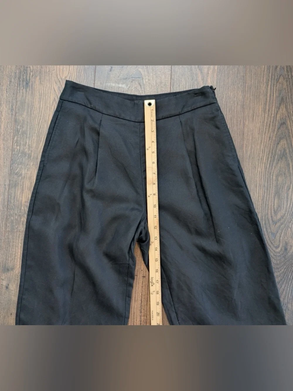 J.Crew High-rise Wide Leg Pleated Linen Side Zip Blend Pant Black Size 4